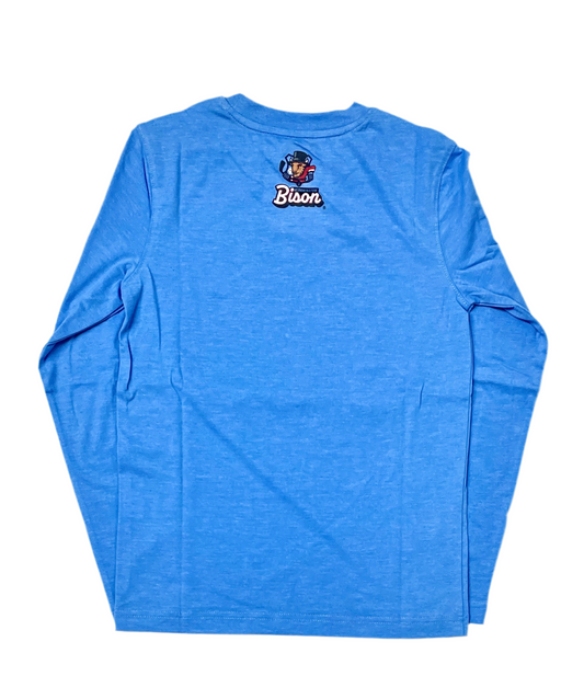 Youth Bison Todd Blue LS T