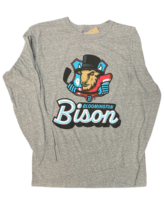 Adult Grey Bison Long Sleeve Mascot T