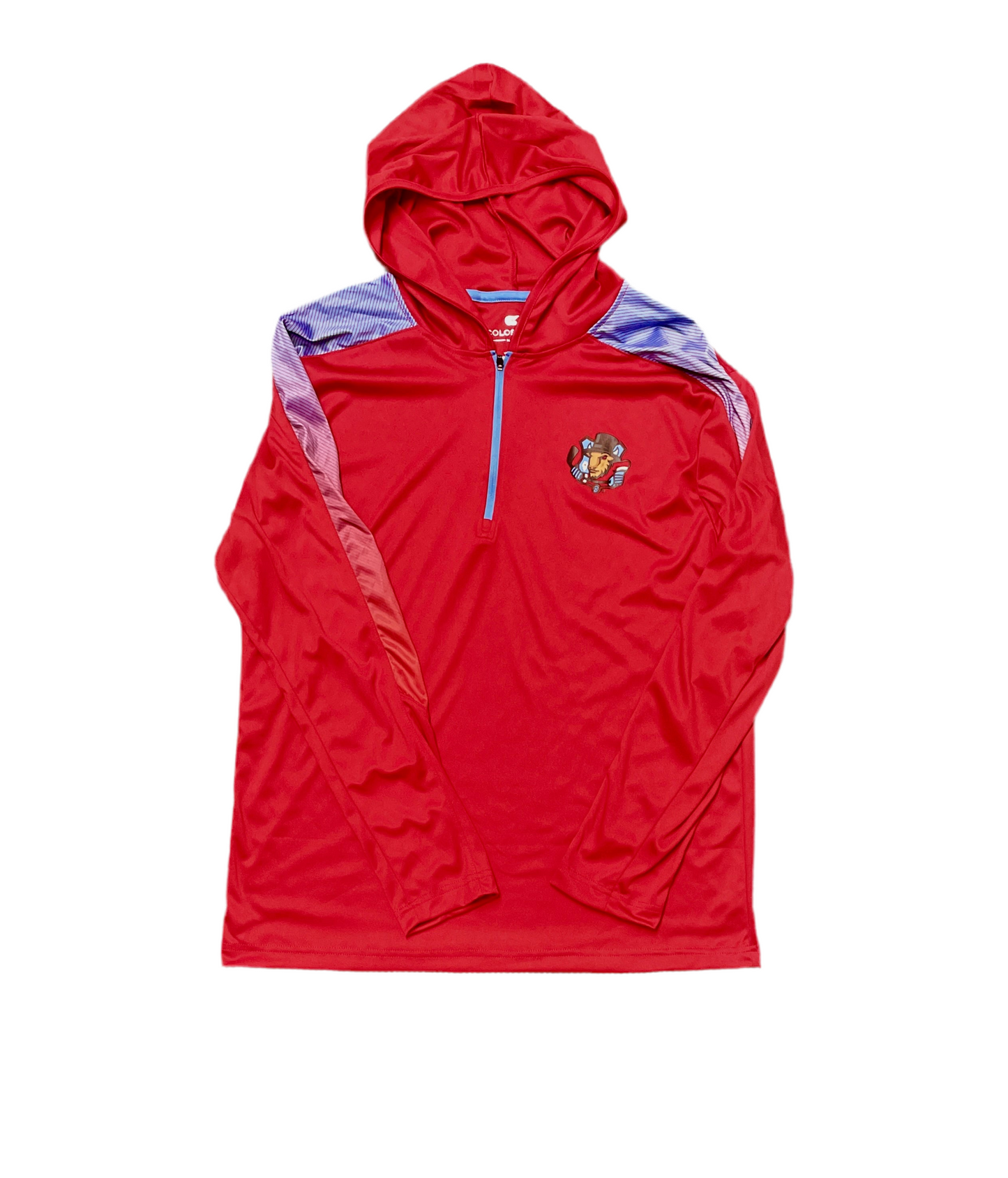 Adult Bison Red Quantum Hood 1/4 Zip
