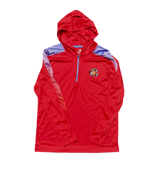 Adult Bison Red Quantum Hood 1/4 Zip