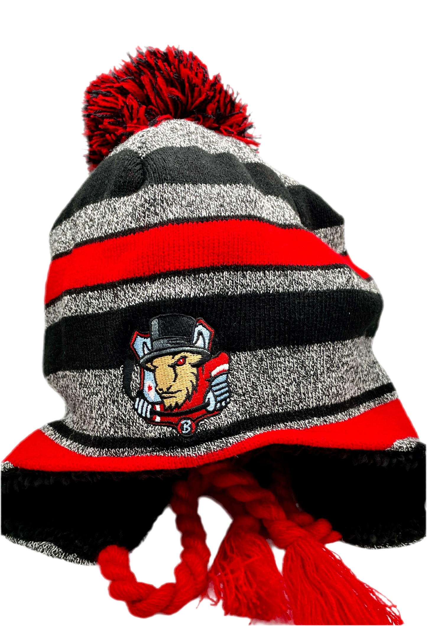 Black N’ Red Bison Ear Flap Hat