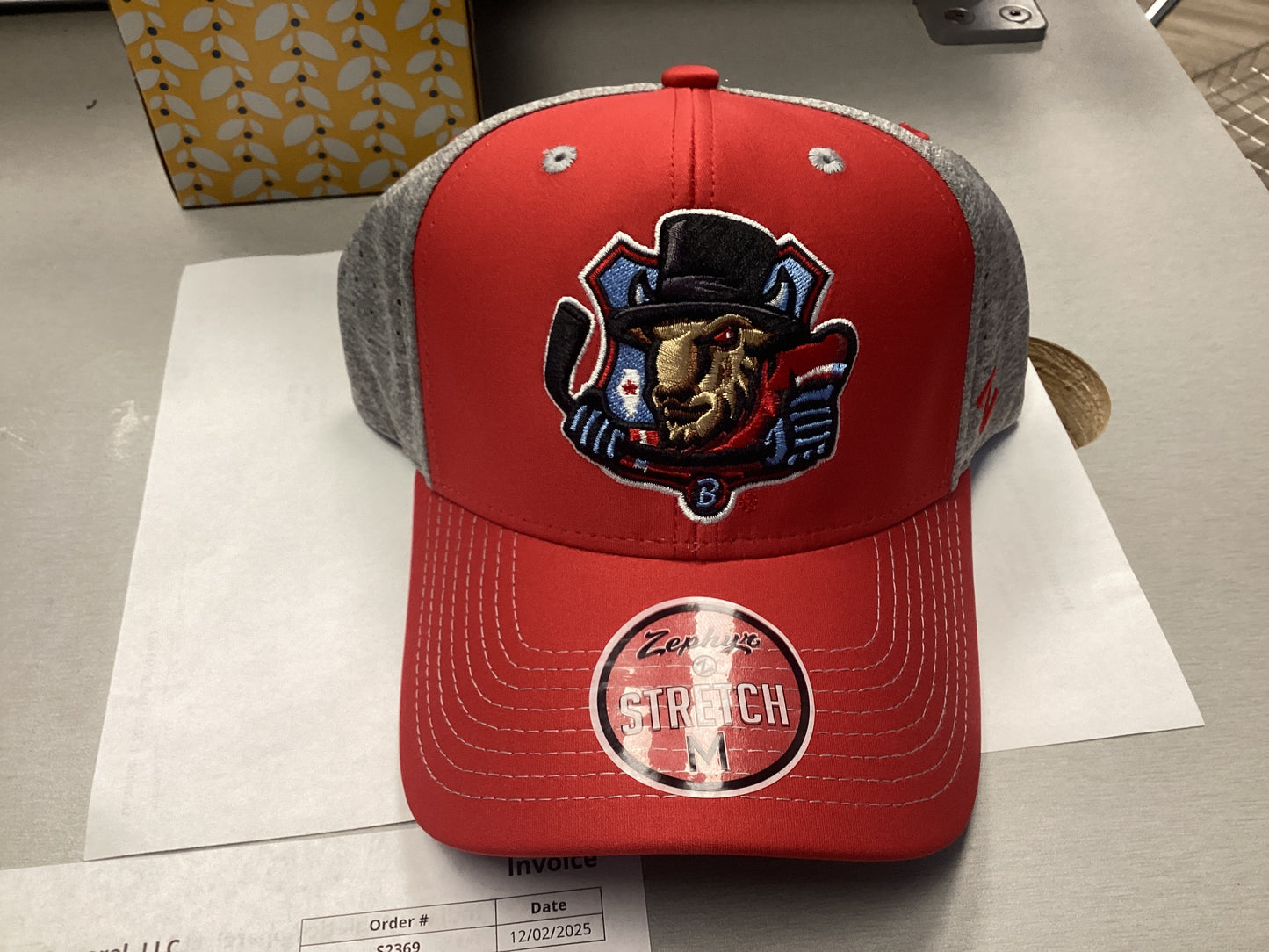 Red Grey Stch Cap