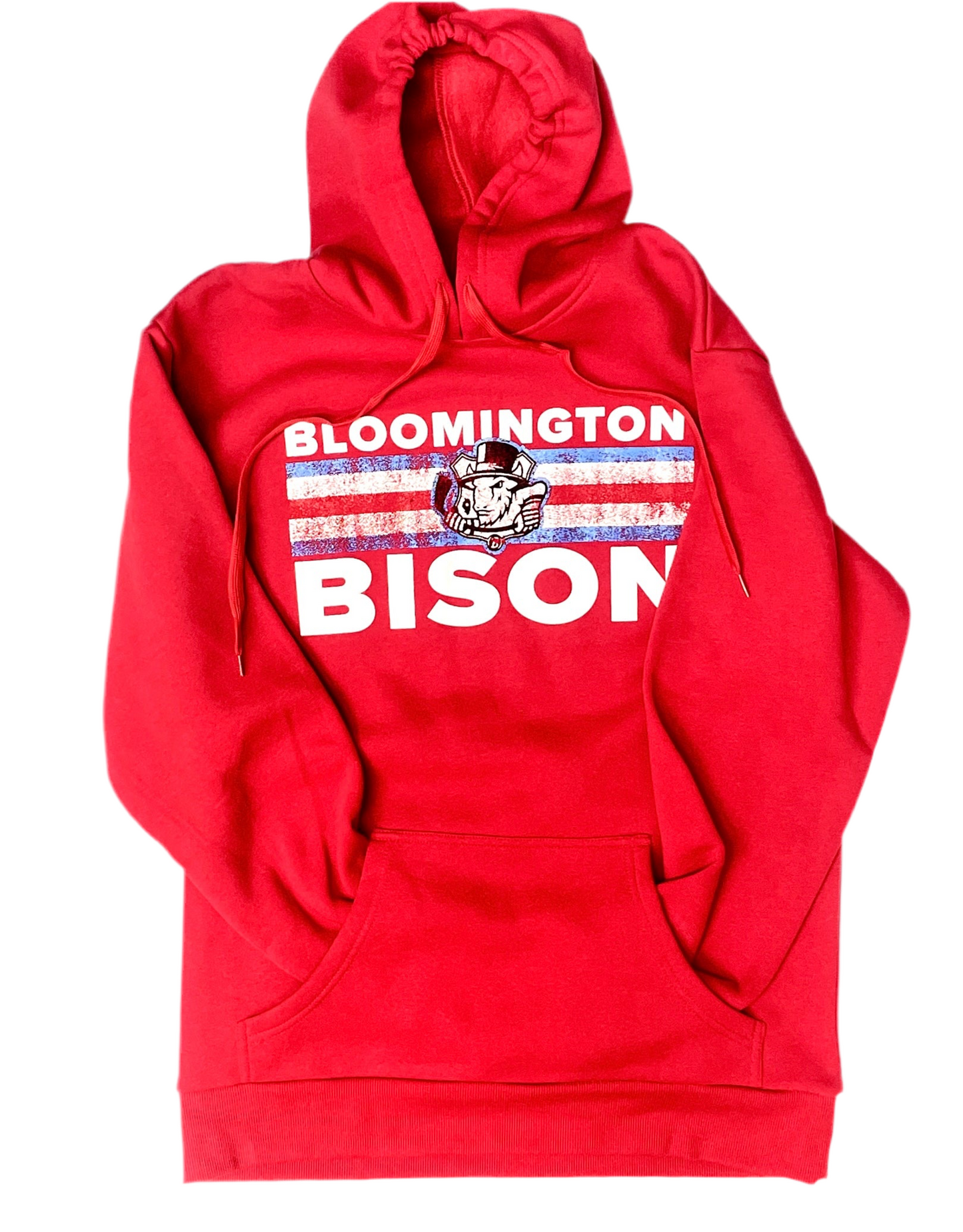 Adult Red N’ Blue Bison Striped Hoodie