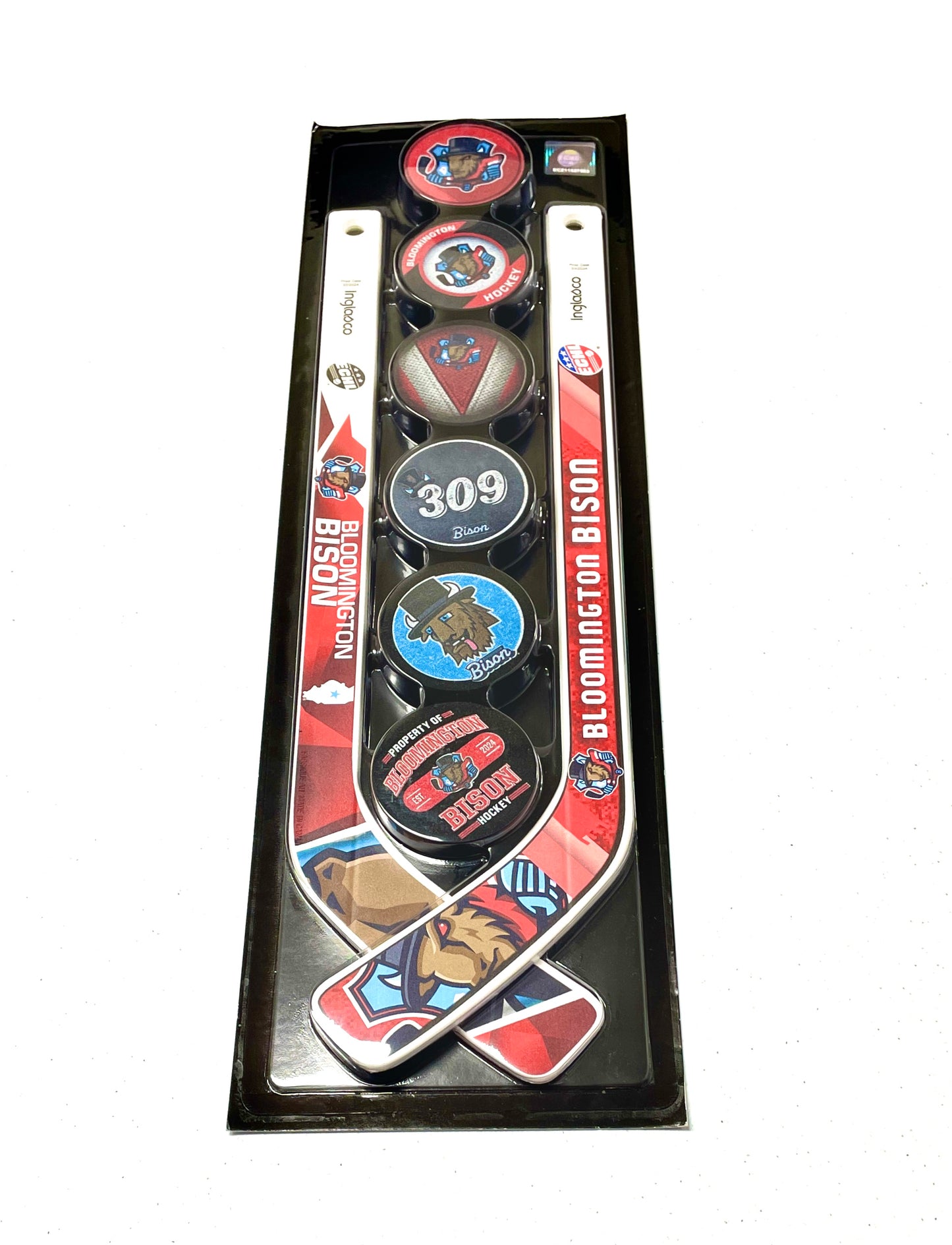 Bison Hockey Pucks & Stick Set