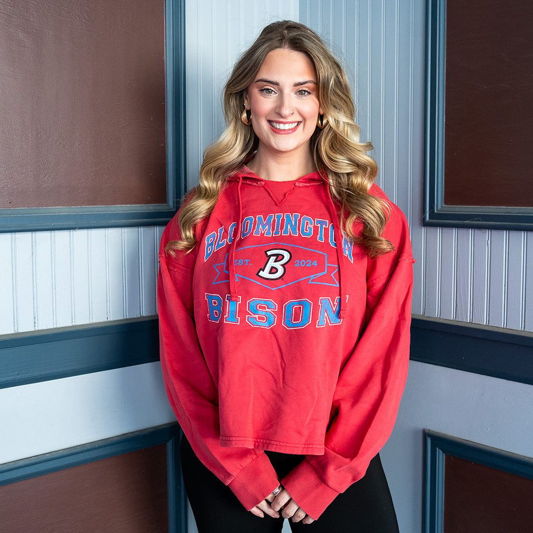 Adult Women Red Vintage Crop Hoodie