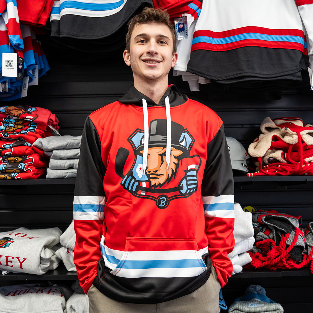 Adult Red Bison Jersey Hoodie