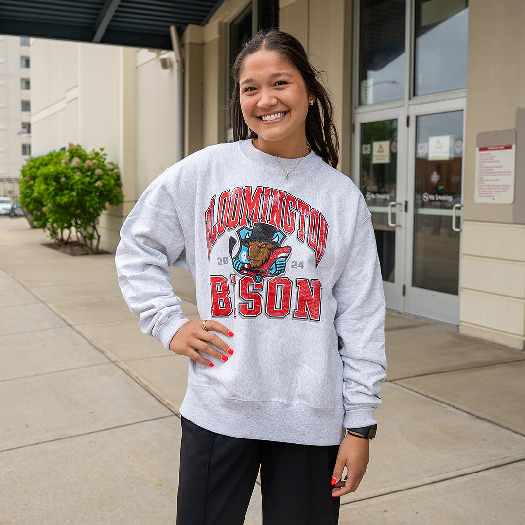 Bison Adult Grey Arch Crew