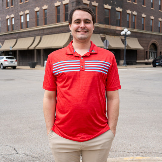 Adult Red W/ Strips Bison Polo