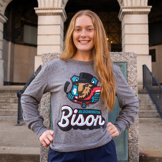 Adult Grey Bison Long Sleeve Mascot T