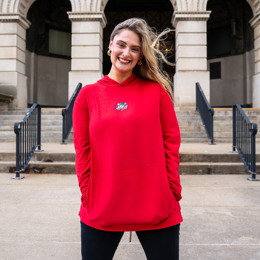 Adult Bison Red Strauss LS Hood